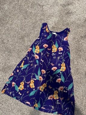 Anthropologie Navy Floral Sleeveless Mini Dress